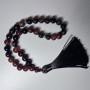 Carnelian Prayer Beads, Natural Stone, Smooth Beads, Diameter About 10 mm, 33 Beads, with Metal Inserts
