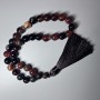 Carnelian Beads with Natural Stone, Smooth Round Beads, 12 mm Diameter, 33 Beads, with Metal Inlays