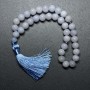 Aquamarine rosary beads, natural stone, smooth beads, 12 mm diameter ±, 33 beads, with metal inserts