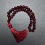 Carnelian natural stone prayer beads, smooth round beads, diameter 10 mm ±, 33 beads, with metal inserts