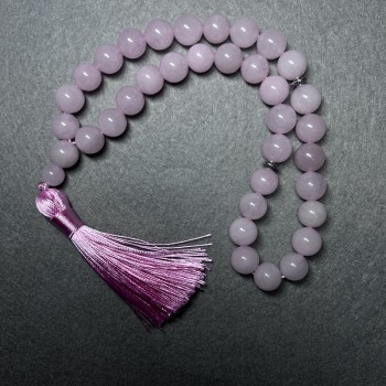Pink Quartz Beads, Natural Stone, Smooth Round Beads, Diameter 12.5 mm ±, 33 Beads, with Metal Inlays