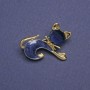 Brooch Kitty with blue cat's eye, blue mother-of-pearl, gold-tone metal 28x23 mm