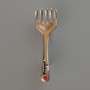 Fork-shaped Brooch with White and Black Enamel on Silver-Tone Metal 11×36 mm