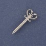 Brooch 'Scissors' with white crystal, silver-colored metal 15x34mm