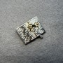 Brooch 'Book with Glasses' light gray enamel and golden enamel, silver metal 35x26mm