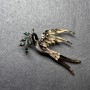 Brooch Swallow with Sprig in Black and Beige