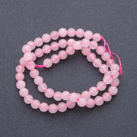 Rose Quartz Beads - Natural Stone, Smooth Round Beads, Diameter 8.5 mm, Length 38 cm