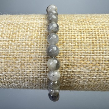 Labradorite bracelet with natural stone, smooth beads, 6 mm diameter, 18 cm length ± (stretch)