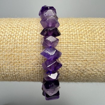 Amethyst bracelet, natural stone, faceted rondelle beads, diameter 10×7 mm, length 18 cm, (stretch)
