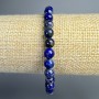 Lapis Lazuli Bracelet, Natural Stone, Smooth Beads, Diameter 6.5 mm, Length 18 cm (Stretch)