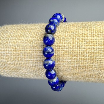 Bracelet of natural lapis lazuli with smooth beads, diameter 8.5 mm, length 18 cm (stretch)