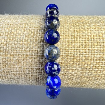 Azurite bracelet with natural stone, smooth beads, diameter 8.5 mm, length 18 cm (stretch)