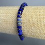 Bracelet made of natural azurite discs, diameter 6×2.5 mm, length 18 cm ± (stretch) with beads