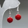 Coral Earrings (pressed) Smooth Bead, diameter 12mm±, length 33mm±