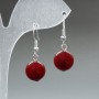 Earrings with Red Jasper (acrylic) smooth beads, 12 mm diameter ±, 33 mm length ±