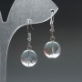 Earrings Mountain Crystal with Natural Stone, Smooth Bead, Diameter 12.5 mm, Length 33 mm