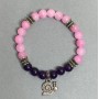 Sugilite, Natural Stone and Pink Quartz Bracelet (artificial acrylic) with Smooth Beads, 8mm Diameter, 18 cm Length ± (Stretch) with Inserts
