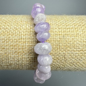 Bracelet Lavender Amethyst natural stone faceted beads, diameter 10x7 mm, length 18 cm +/- (stretch)