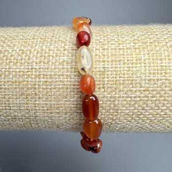 Carnelian bracelet, natural stone, faceted beads, diameter 7x12 mm, length 18 cm (stretch)