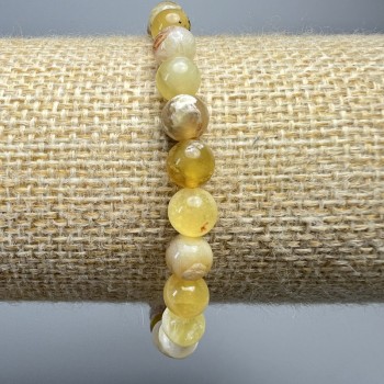 Yellow Opal Bracelet with Smooth Bead, 6.5 mm diameter, 18 cm length (Stretch)