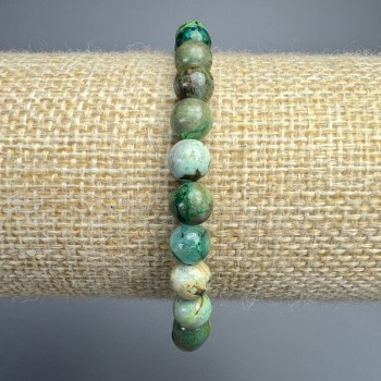 Chrysocolla bracelet, natural stone, smooth beads, 6.5 mm diameter, 18 cm length (stretch)