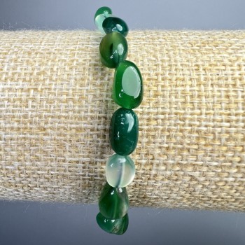 Bracelet of Green Agate natural stone, faceted beads, diameter 6x8 mm ±, length 18 cm ± (stretch)