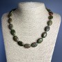 Bloodstone (Heliotrope) Jasper Necklace with Oval Natural Stones, approximately 13x18x6 mm, length 49 cm ±