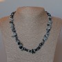 Necklace Snow Obsidian natural stone chip, diameter 9x4 mm ±, length 47 cm +