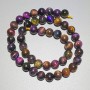 Multicolor Cat's Eye Beads, natural stone, smooth round beads, diameter 8.5 mm, length 38 cm on thread
