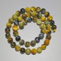 Yellow-gray Cat's Eye beads, natural stone, smooth round beads, diameter 8mm ±, length 39cm ± on thread