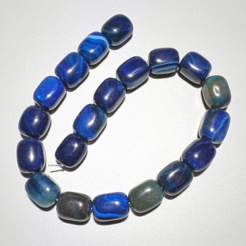 Blue agate beads, natural stone bar shape, 15×19 mm, length about 38 cm on thread