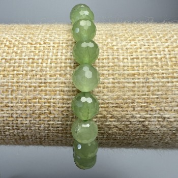 Prenite bracelet, natural stone, faceted bead, diameter 8 mm +/-, length 18 cm +/- (stretch)