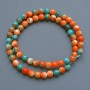 Beads 'Variscite' (artificial acrylic) orange, blue and white smooth spheres, 6.5 mm diameter, approx 40 cm length on monofilament