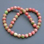 Beads 'Variscite' (synthetic acrylic) pink, white and green smooth round beads, diameter 8.5 mm, length 40 cm on thread