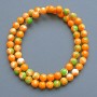 Beads 'Variscite' (artificial acrylic) green, orange and white smooth round beads, 7mm diameter, 40cm length on thread