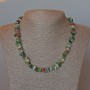 Beaded Necklace of Green Jasper, Natural Stone Chip Beads, 9x4 mm, length 47 cm