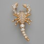 Scorpio Brooch Pendant with White Crystals, Gold-Tone Metal 28×54mm