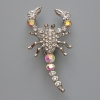 Scorpion Brooch Pendant with White and Chameleon Crystals, Silver-Toned Metal 28x54 mm