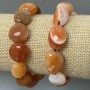 Clearance Carnelian Bracelet with Large Faceted Beads, natural stone, diameter 17-22×17-19 mm, length 18 cm (stretch)