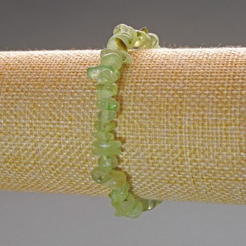Prehnite bracelet with natural gemstone chips, 8×3 mm diameter, 18 cm length (stretch)