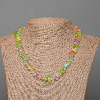Multicolored Glass Chip Bead Necklace, 10x4 mm, 47 cm long