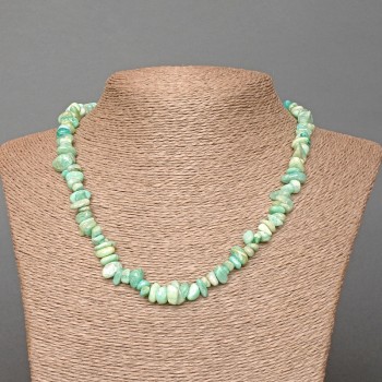 Amazonite natural stone chip necklace, diameter 7x3 mm, length 48 cm