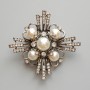 Pendant brooch 'Accent' with rhinestones and white beads