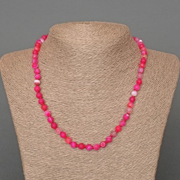 Raspberry Agate Necklace, Matte, Natural Stone, Smooth Bead, 6 mm diameter, 49 cm length