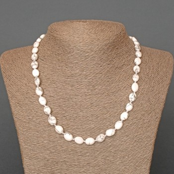 Kaholong Necklace, natural gemstone, oval, diameter 8x10 mm +/-, length 48 cm +/-