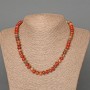 Necklace Red Jasper natural stone smooth rondelle, diameter 8x5mm+-, length 46cm+-