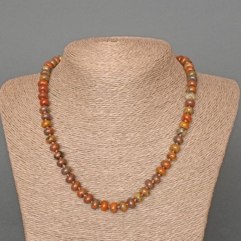 Necklace Picasso Jasper, natural stone, smooth rondel, diameter 8×5 mm, length 47 cm