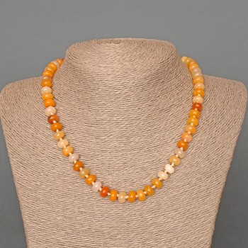 Yellow Agate Necklace, natural stone, smooth rondelle beads, diameter 8x5 mm, length 46 cm