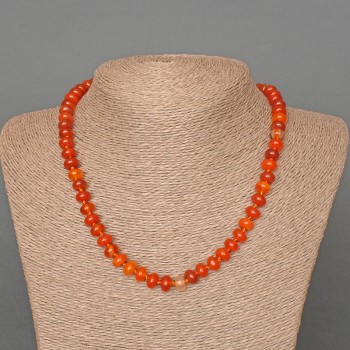 Carnelian Necklace, Natural Stone, Smooth Rondel Beads, 8×5 mm Diameter, Length 46 cm