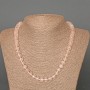 Pink Quartz Necklace - Natural Stone, Smooth Rondelle Beads, 9x7 mm, 49 cm length